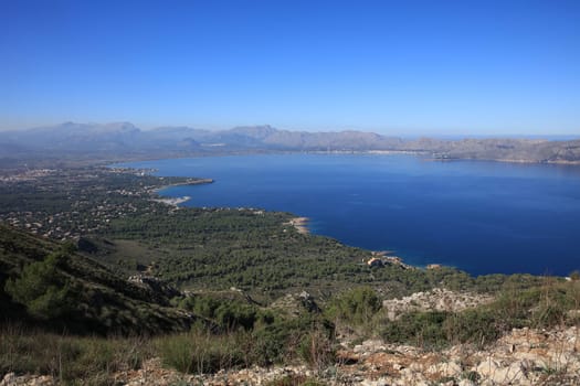 Bay of Alcudia in Northern Majorca. Spain. Europe