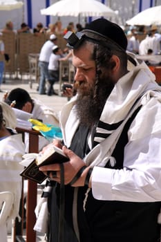 Orthodox Jewish Man at the Western Wall in Jerusalem. Israel