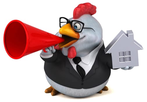 Fun chicken - 3D Illustration