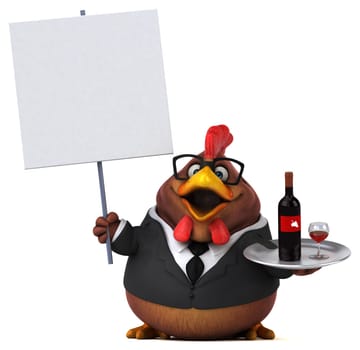 Fun chicken - 3D Illustration