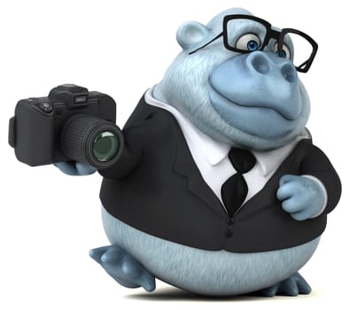 Fun white monkey - 3D Illustration