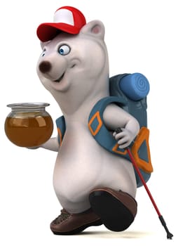 Fun 3D bear backpacker cartoon character
