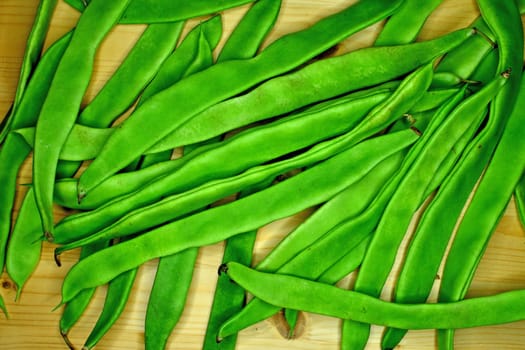 green, fresh beans in a closeup