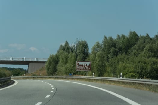 Autobahn sign in Germany Caption on German - city names  Miniland