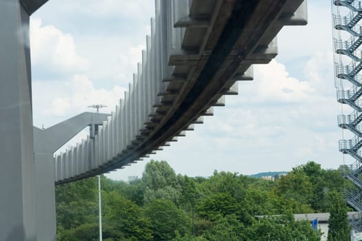 DUESSELDORF, NRW, GERMANY - JUNE 18, 2019:.Sky-Train funicular in airport. Copy space for text. Close-up.