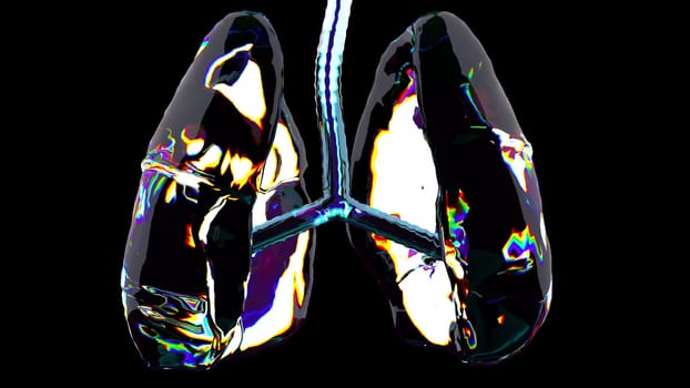 Respiratory organs with 3d render abstract diamond plating with mottled textures. Anatomical hemilobes with decorative design. Diagnosis of lung diseases with concept of proper lifestyle.