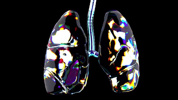Respiratory organs with 3d render abstract diamond plating with mottled textures. Anatomical hemilobes with decorative design. Diagnosis of lung diseases with concept of proper lifestyle.