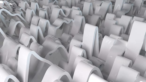 3d rendering of white wavy lines surface. Computer generated abstract dynamic background.