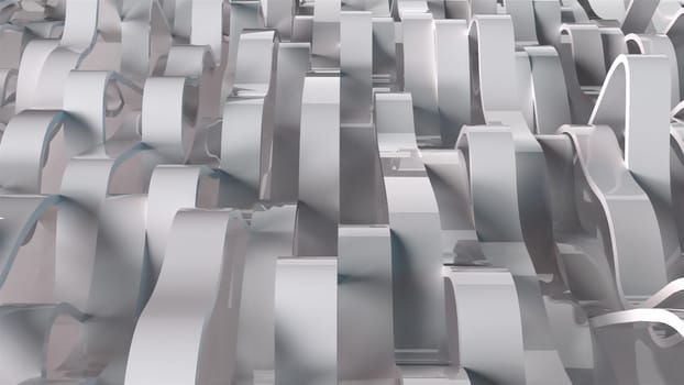 3d rendering of white wavy lines surface. Computer generated abstract dynamic background.