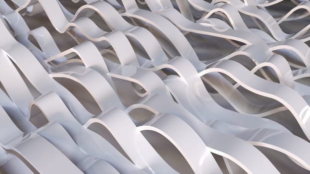 3d rendering of white wavy lines surface. Computer generated abstract dynamic background.