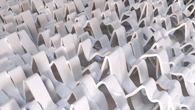 3d rendering of white wavy lines surface. Computer generated abstract dynamic background.