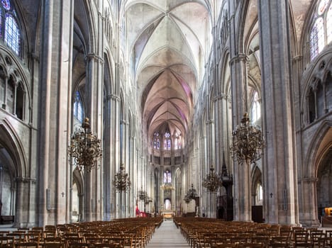 Bourges, Centre-Val de Loire, France - Jan 07 2017 : inside the cathedral Saint-Etienne