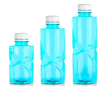 The set of Plastic green bottle isolated on white background