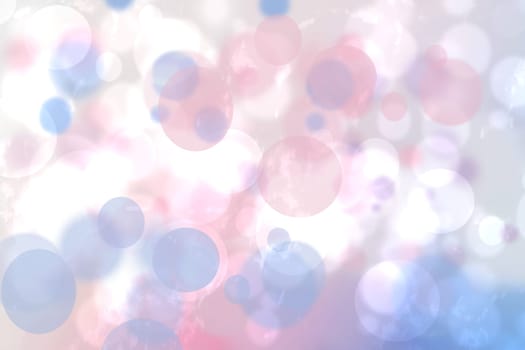 Abstract blurred fresh vivid spring summer light delicate pastel blue pink white bokeh background texture with bright circular soft color lights. Beautiful backdrop illustration.