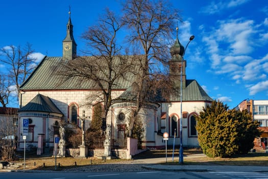St. Catherine's Church and Franciscan Monastery in historic town Jindrichuv Hradec.