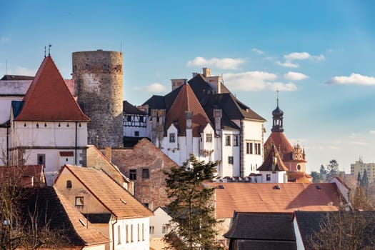 The historical castle complex in old town of Jindrichuv Hradec city. It is the third largest castle complex in the Czech Republic