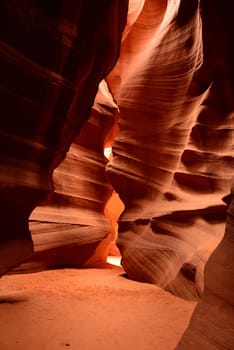 Sunlight coming into antelope Canyon on the Navajo Indian reservation in Northern Arizona