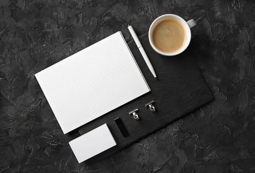 Photo of blank corporate identity. Stationery set. Branding mockup. Flat lay.