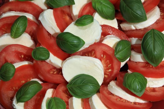 Italian Caprese Salad with Mozzarella Cheese, Tomato and Basil