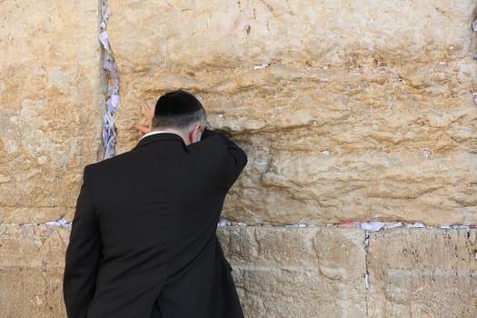 Jewish Prayer at the Western Wall in Jerusalem. Israel