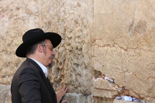 Jewish Prayer at the Western Wall in Jerusalem. Israel
