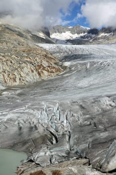 Rhone Glacier in the Swiss Alps. Switzerland. Europe