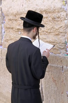 Jewish Prayer at the Western Wall in Jerusalem. Israel
