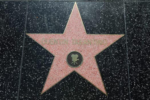 Quentin Tarantino on Star on Hollywood Walk of Fame. Los Angeles. California