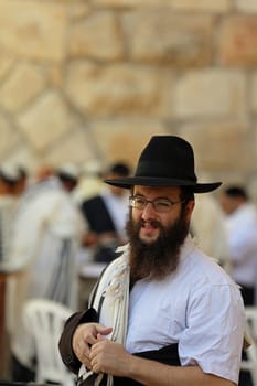 Jewish Prayer at the Wailing Wall in Jerusalem. Israel