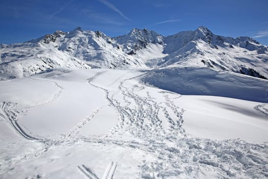 European Alps in Winter. Vorarlberg. Austria