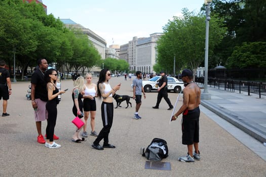 Homeless Man in front of White House. Washington DC. USA
