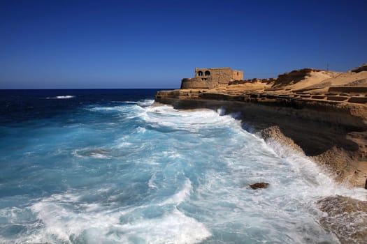Coastline near Xwejni Bay on Gozo Island. Malta