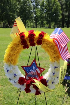 Flower Bouquet at the Vietnam Veterans Memorial in Washington DC. USA