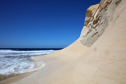 Coastline near Xwejni Bay on Gozo Island. Malta