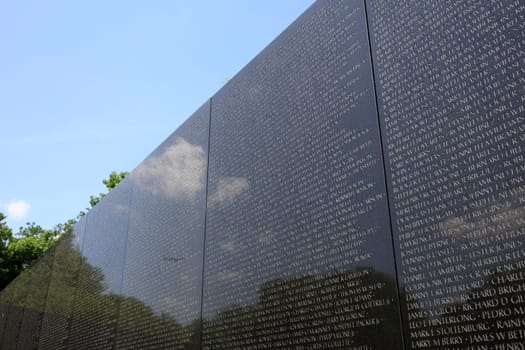 Marble Wall in the Vietnam Veterans Memorial in Washington DC. USA