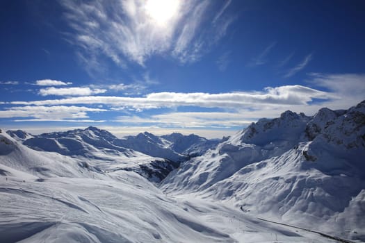 European Mountains in the Region Vorarlberg. Austria