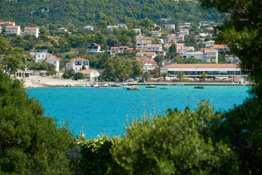 View from a hill to parts of the town Rab on the Adriatic Sea in Croatia