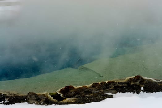 Geothermal pool in winter Yellowstone National Park