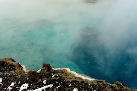 Geothermal pool in winter Yellowstone National Park