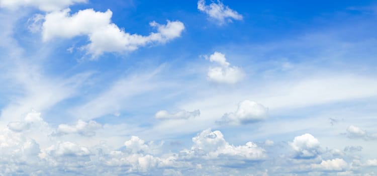 Panorama fluffy clouds in the blue sky, Panoramic fluffy clouds against blue sky