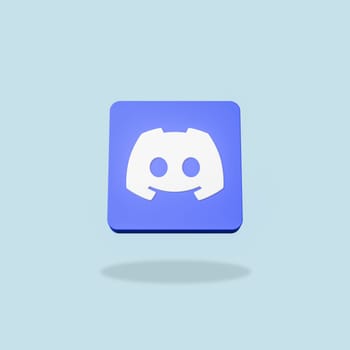 Discord Logo 3D Shape Isolated on Flat Blue Background with Shadow 3D Illustration