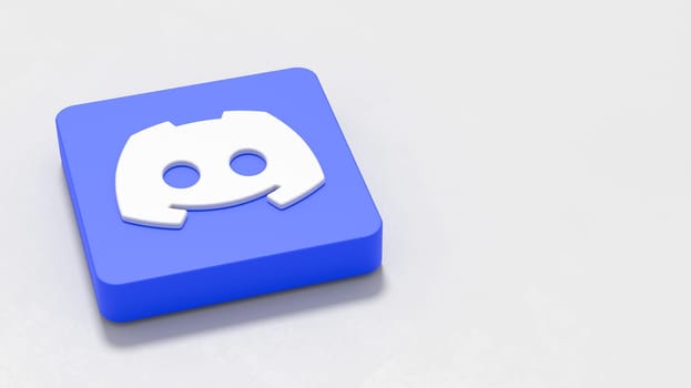 Discord Logo 3D Symbol Shape on Plastered Light Grey Background with Copy space 3D Illustration