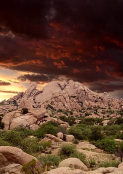 Sunset Texas Canyon in the Sonora desert in central Arizona USA