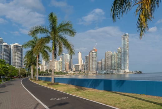 View of skyline and waterfront at Panama Bay, Panama City