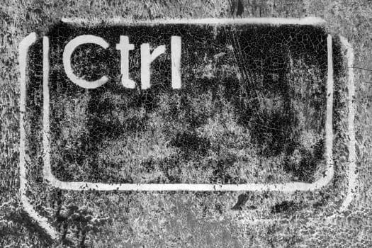 Ctrl key grungy graffiti. Ideal for creative backgrounds computer-based concepts. IT piracy. Deep and dark web. Hackers.