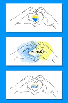 Stay with Ukraine. Vector stickers in support of Ukraine. yellow-blue heart, t-shirt print. the concept of stop the war
