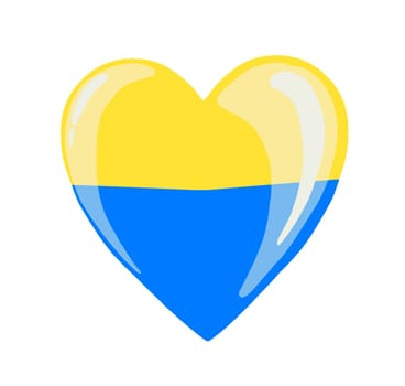 Heart in national colors of Ukraine. Vector illustration in support of Ukraine. yellow-blue heart, t-shirt print. stop the war concept