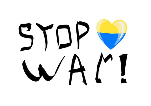 The inscription in the national colors of Ukraine. Vector illustration in support of Ukraine. yellow-blue background, t-shirt print. concept to stop the war. the inscription stop the war