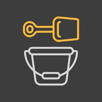 Child pail and shovel vector icon. Graph symbol for children and newborn babies web site and apps design, logo, app, UI