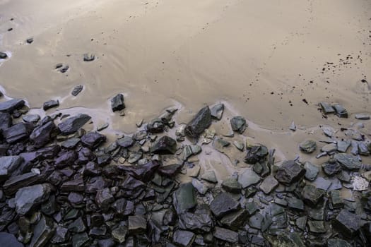 Stones in sand beach, nature and landscape, sea